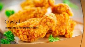  Presentation with kentucky - Presentation consisting of fried chicken wings on wooden background and a gold colored foreground