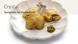  Presentation with fried chicken - Slides having fried-chicken-wings-with-crispy background and a  colored foreground