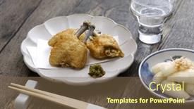  Presentation with fried chicken - Presentation design enhanced with fried-chicken-wings-with-crispy background and a  colored foreground