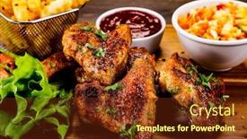  Presentation with chicken - Presentation theme featuring fried-chicken-wings-with-french background and a tawny brown colored foreground