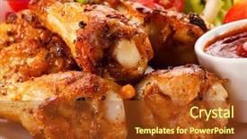  Presentation with fried chicken - Slides consisting of fried chicken wings background and a tawny brown colored foreground