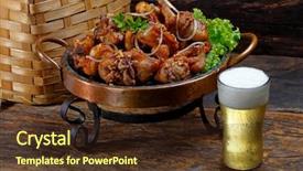  Presentation with fried chicken - Slide deck with fried chicken with cold beer background and a tawny brown colored foreground