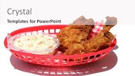  Presentation with fried chicken - PPT theme having fried-chicken-with-coleslaw-crispy background and a white colored foreground