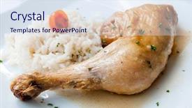  Presentation with fried chicken - PPT theme with fried chicken with rice background and a sky blue colored foreground