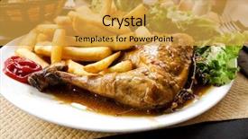  Presentation with golden rice - PPT theme consisting of fried chicken with rice background and a yellow colored foreground