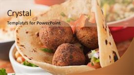  Presentation with chickpea - Slides having fried chickpea balls with pita background and a coral colored foreground