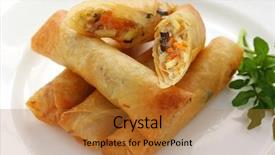  Presentation with chinese traditional - Audience pleasing slides consisting of fried chinese traditional spring rolls backdrop and a red colored foreground