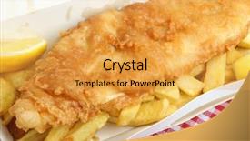  Presentation with fish carton - Slide deck enhanced with fried cod chips in cardboard background and a gold colored foreground