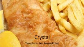  Presentation with chip - PPT layouts having fried cod fish chips background and a gold colored foreground