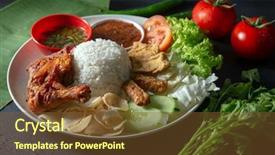  Presentation with malaysian nasi lemak food - Cool new slide deck with fried drumstick popular traditional malaysian backdrop and a tawny brown colored foreground