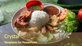  Presentation with malaysian nasi lemak food - PPT theme enhanced with fried drumstick popular traditional malaysian background and a tawny brown colored foreground