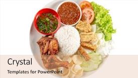  Presentation with lemak - Audience pleasing PPT layouts consisting of fried drumstick popular traditional malaysian backdrop and a coral colored foreground