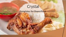  Presentation with malaysian nasi lemak food - Slide deck featuring fried drumstick popular traditional malaysian background and a coral colored foreground