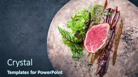  Presentation with barbecue dry aged kobe rib - Presentation theme having fried-dry-aged-beef-fillet background and a tawny brown colored foreground