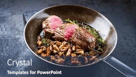  Presentation with trumpet - Theme featuring fried-dry-aged-beef-fillet background and a ocean colored foreground