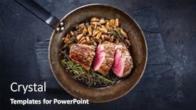  Presentation with trumpet - Slide set with fried-dry-aged-beef-fillet background and a wine colored foreground