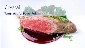  Presentation with tenderloin - Amazing presentation theme having fried-dry-aged-venison-tenderloin backdrop and a sky blue colored foreground