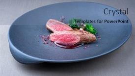  Presentation with tenderloin - Amazing PPT layouts having fried-dry-aged-venison-tenderloin backdrop and a seafoam green colored foreground