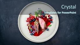  Presentation with tenderloin - Slide deck consisting of fried-dry-aged-venison-tenderloin background and a tawny brown colored foreground