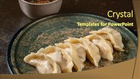  Presentation with soy sauce - Presentation theme consisting of fried-dumplings-gyoza-with-soy background and a wine colored foreground