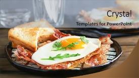  Presentation with bacon - Beautiful slide set featuring fried egg and bacon backdrop and a light gray colored foreground