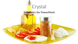  Presentation with olive - PPT theme consisting of fried egg and cottage cheese with olive oil background and a white colored foreground