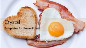  Presentation with shape heart - Presentation design featuring fried egg in the shape background and a coral colored foreground