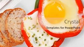  Presentation with white plate - Slides with fried-eggs-and-tortilla background and a  colored foreground