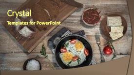  Presentation with frying - Beautiful slide deck featuring fried eggs in a frying backdrop and a tawny brown colored foreground
