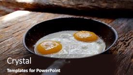 Presentation with frying - Audience pleasing PPT layouts consisting of fried eggs in frying pan backdrop and a wine colored foreground