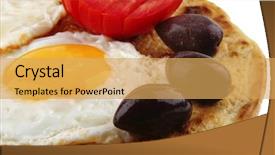  Presentation with pancake - Beautiful presentation featuring fried eggs on pancake backdrop and a yellow colored foreground