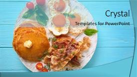  Presentation with bacon - Slide deck with fried eggs pancakes and bacon background and a arctic colored foreground