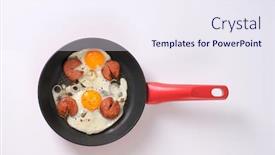  Presentation with frying - Slides enhanced with fried-eggs-with-sliced-sausage background and a sky blue colored foreground