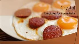  Presentation with frying - Amazing theme having fried eggs with sucuk in a frying pan backdrop and a coral colored foreground