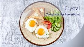  Presentation with vegetables - Audience pleasing PPT theme consisting of fried-eggs-with-vegetables backdrop and a  colored foreground