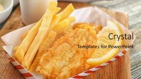  Presentation with corrugated potato chips - PPT theme enhanced with fried fish and potato chip background and a yellow colored foreground