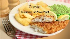  Presentation with fish and chips - Cool new slide set with fried fish chips and peas backdrop and a yellow colored foreground