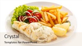  Presentation with fish - Presentation design with fried fish fillet with french background and a lemonade colored foreground