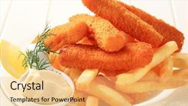  Presentation with fish - Beautiful presentation theme featuring fried fish sticks with french backdrop and a  colored foreground