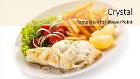  Presentation with food fish - Beautiful PPT layouts featuring fried fish with french fries backdrop and a blonde colored foreground