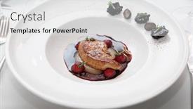  Presentation with foie - Audience pleasing presentation design consisting of fried-foie-gras-with-port backdrop and a white colored foreground