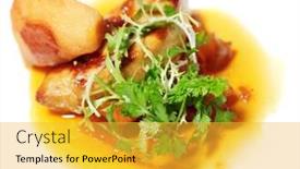  Presentation with foie - PPT theme having fried-foie-gras-with-sweet background and a yellow colored foreground