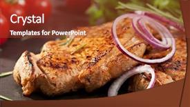  Presentation with bbq - Presentation with fried food - pork loin bbq with rosemary background and a tawny brown colored foreground