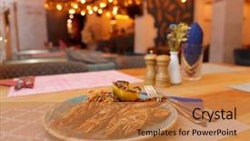  Presentation with shrimps - PPT layouts enhanced with fried jumbo shrimps with grilled background and a coral colored foreground