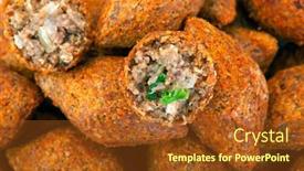  Presentation with kebab - Presentation with fried-kebab-traditional-arab-cuisine background and a tawny brown colored foreground