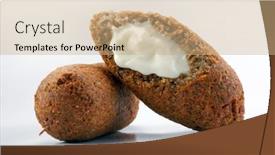  Presentation with snack - Presentation featuring fried-kibbeh-stuffed-with-cream background and a coral colored foreground