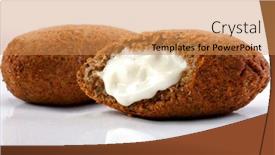  Presentation with snack - Presentation theme having fried-kibbeh-stuffed-with-cream background and a coral colored foreground