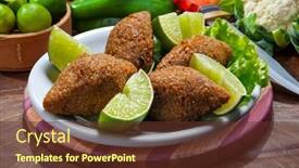  Presentation with lemon - Presentation having fried-kibble-with-lemon-quibe background and a tawny brown colored foreground