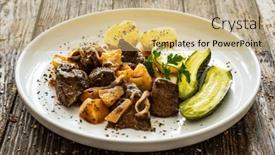  Presentation with liver - PPT theme with fried-liver-with-apples-potatoes and a  colored foreground
