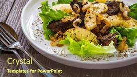  Presentation with liver - Presentation design enhanced with fried-liver-with-apples background and a tawny brown colored foreground